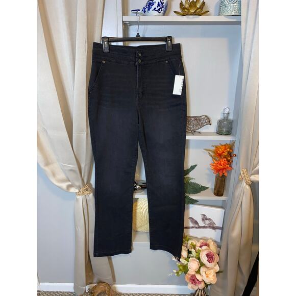 NWT $79.50 Anne Klein Jeans Slim Boot Cut size 8 Black Wash Jeans w/Stretch - Picture 2 of 12